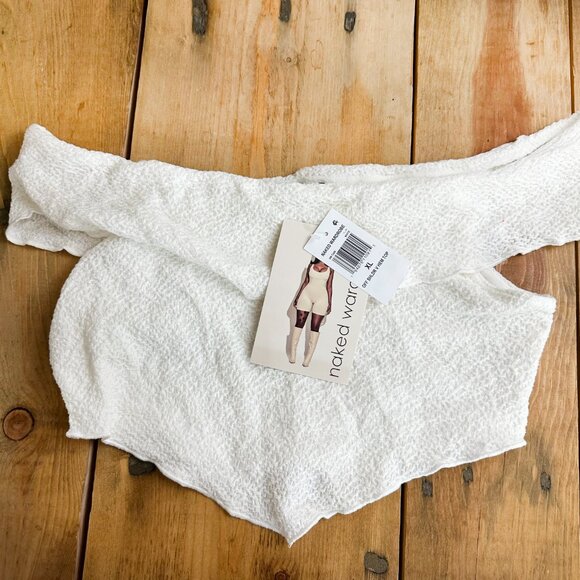NWT - Naked‎ Wardrobe Off Shoulder V Hem Top Crop White XL - Picture 5 of 5